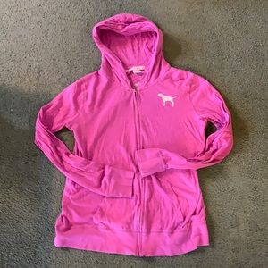 Victoria Secret Pink Purple Thin Full Zip Jacket Size Large